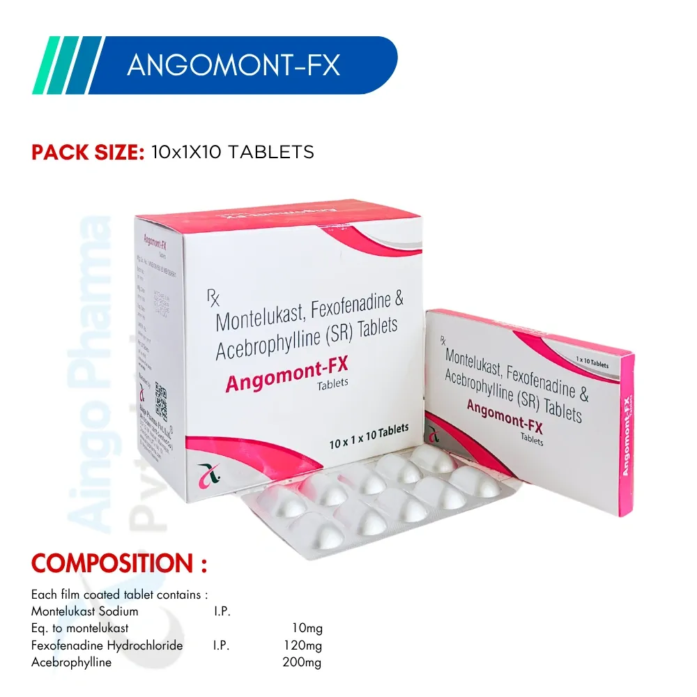 Angomont-FX: Montelukast, Fexofenadine, Acebrophylline Tablets