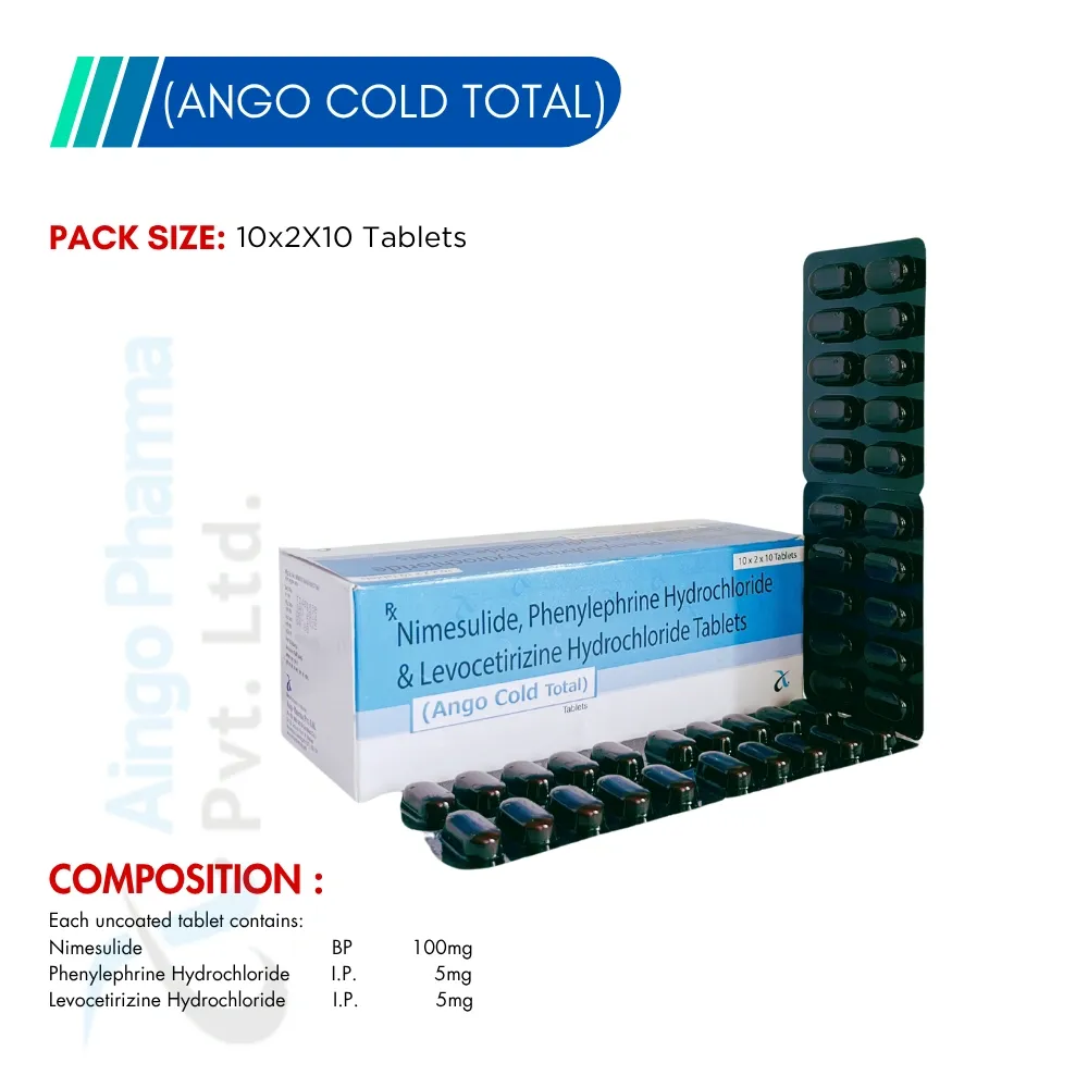 ANGO-COLD TOTAL – Nimesulide 100mg + Phenylephrine HCl 5mg + Levocetirizine HCl 5mg Tablets