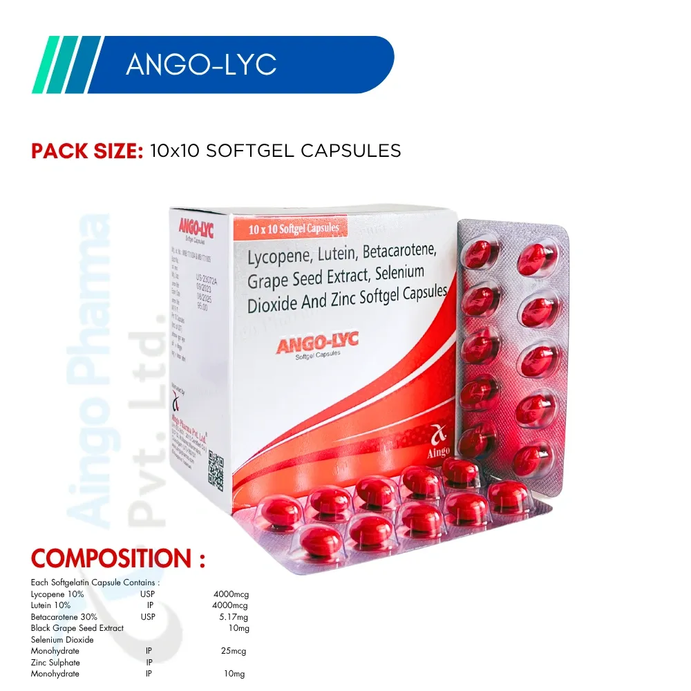 ANGO-LYC – Lycopene 10% 4000mcg + Lutein 10% 4000mcg + Beta-Carotene 30% 5.17mg + Black Gra...