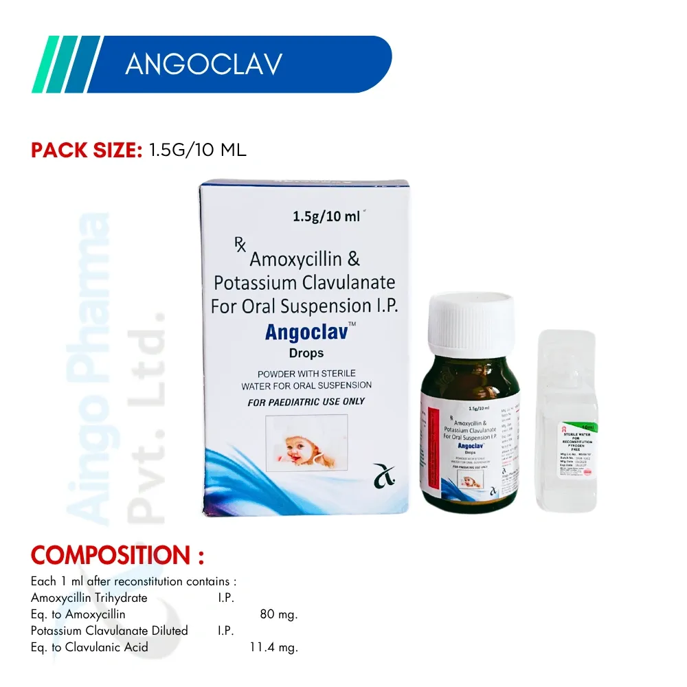 ANGOCLAV – Amoxycillin 80mg + Clavulanic Acid 11.4mg Drops