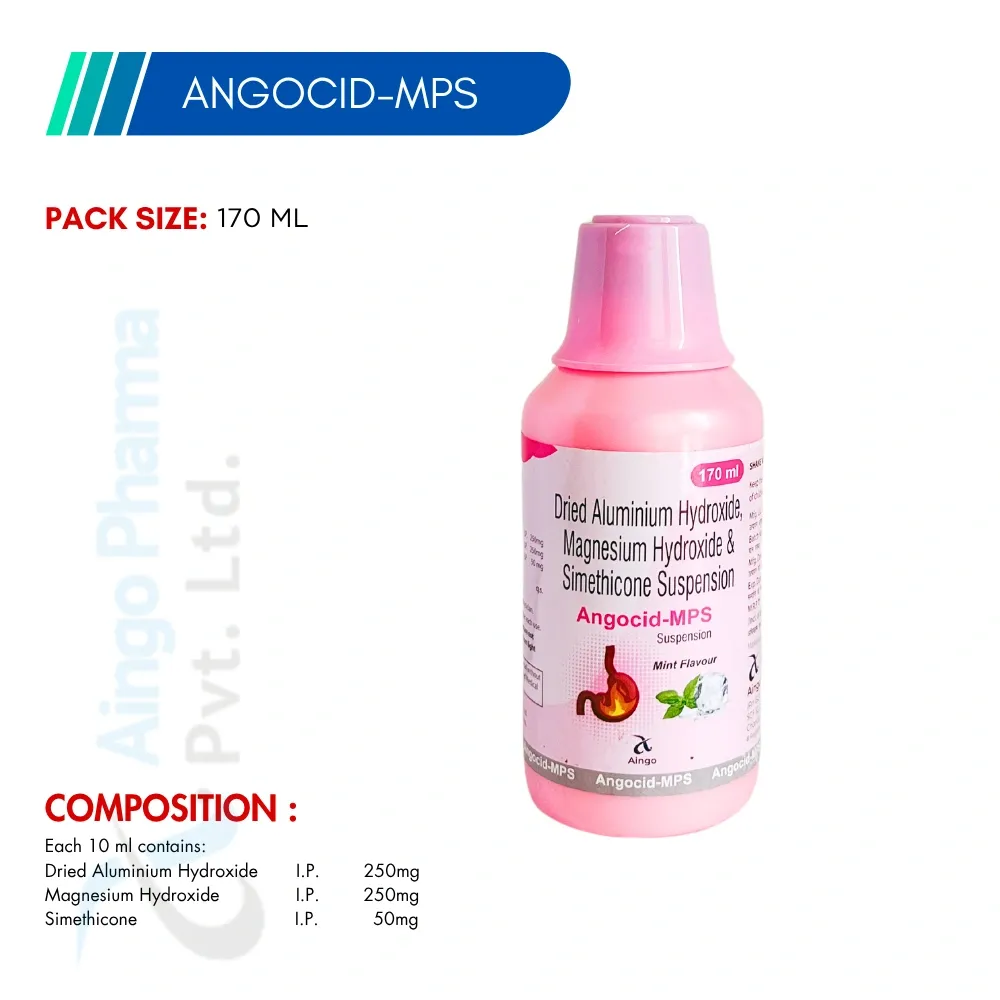ANGOCID-MPS (MINT FLAVOUR) – Dried Aluminium Hydroxide 250mg + Magnesium Hydroxide 250mg + Simethicone 50mg S...