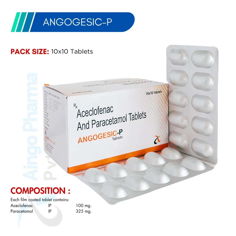 ANGOGESIC-P – Aceclofenac 100mg + Paracetamol 325mg Tablets