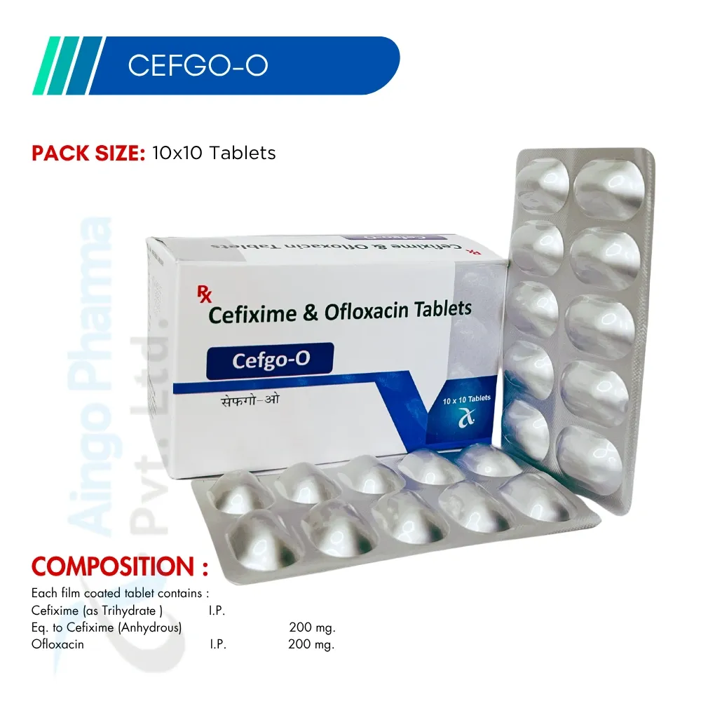 CEFGO-O – Cefixime 200mg + Ofloxacin 200mg Tablets