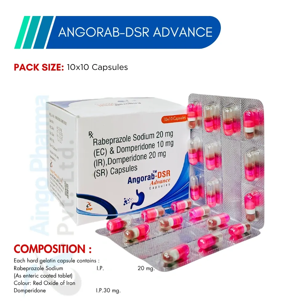 ANGORAB-DSR ADVANCE – Rabeprazole 20mg + Domperidone 10mg Immediate Release + Domperidone 20mg Sustain...