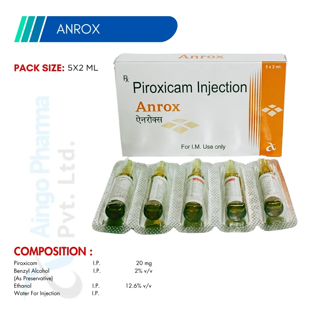 ANROX – Piroxicam 20mg + Benzyl Alcohol 2%