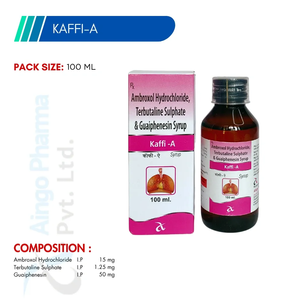 KAFFI-A – Ambroxol 15mg + Terbutaline 1.25mg + Guaiphenesin 50mg Syrup