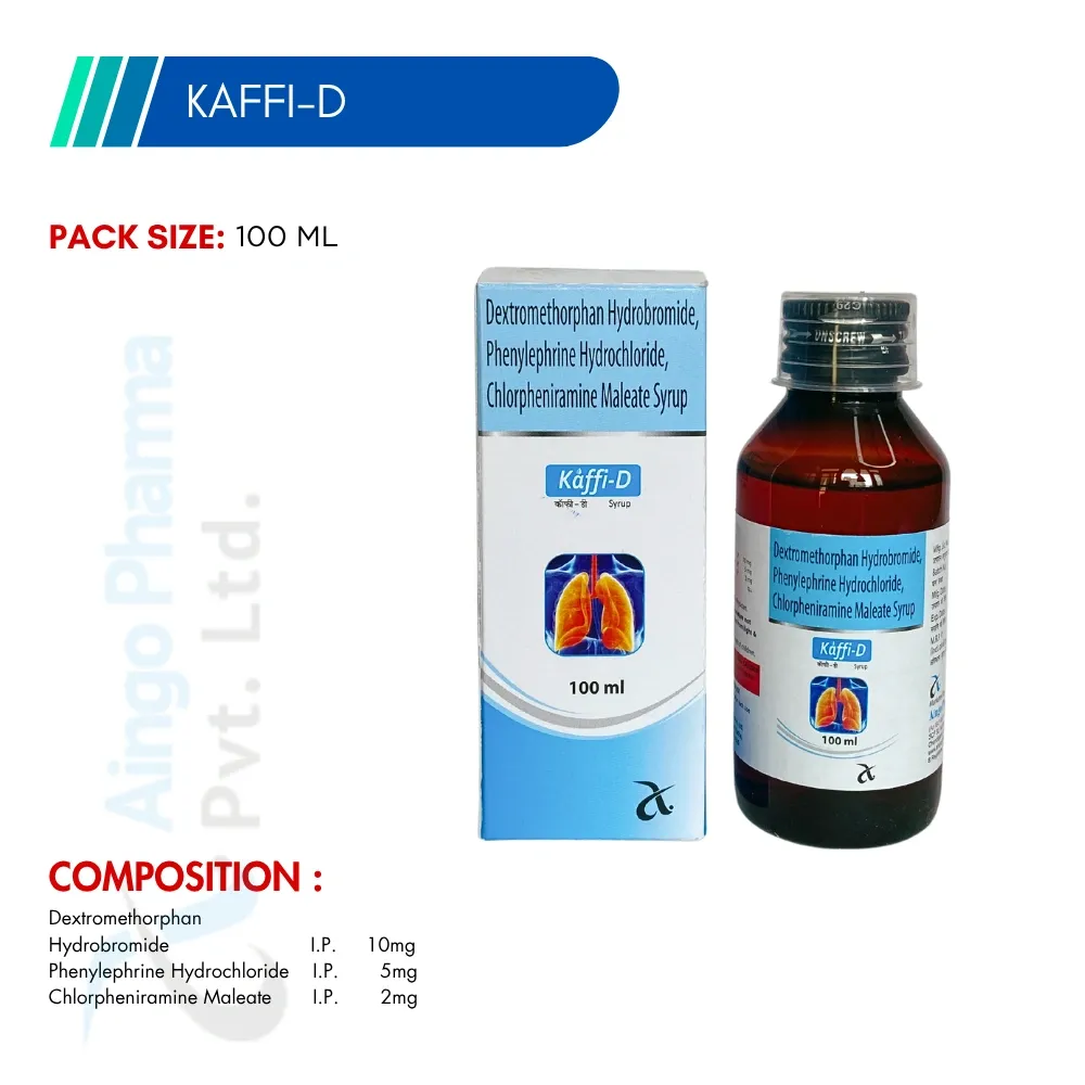 KAFFI-D (SUGAR FREE) – Dextromethorphan 10mg + Phenylephrine 5mg + CPM 2mg Syrup
