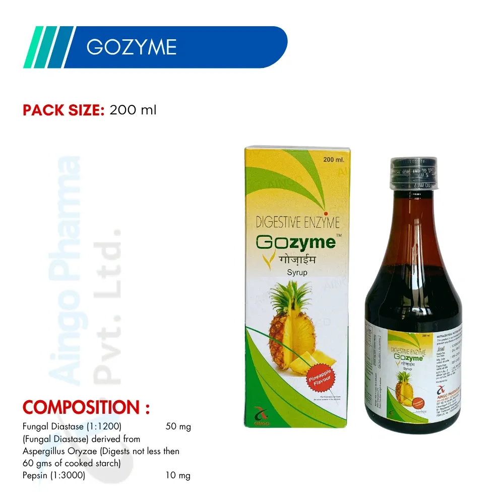GOZYME – Fungal Diastase (1:1200) 50mg + Pepsin 10mg Syrup