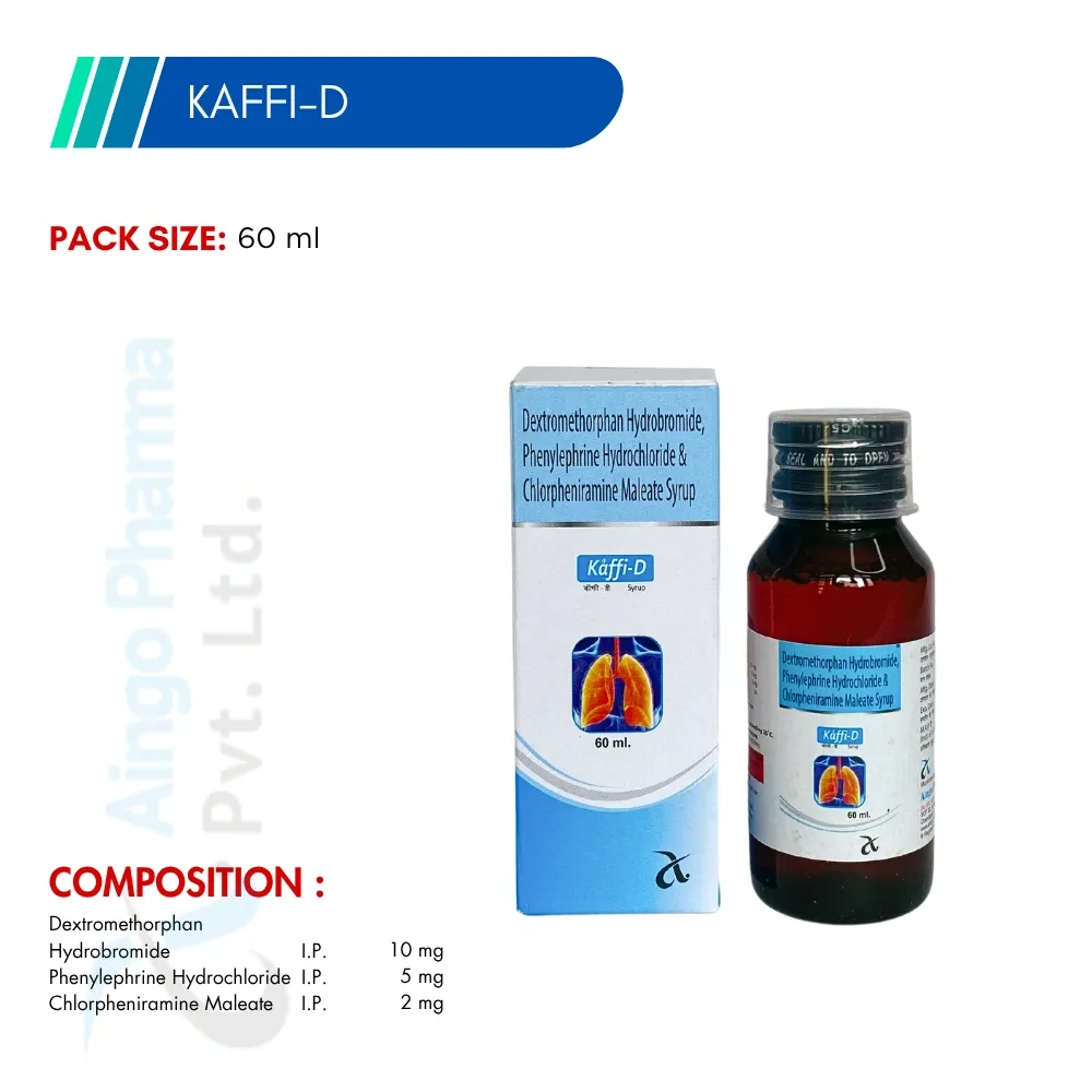 KAFFI-D – Dextromethorphan 10mg + Phenylephrine 5mg + CPM 2mg Syrup