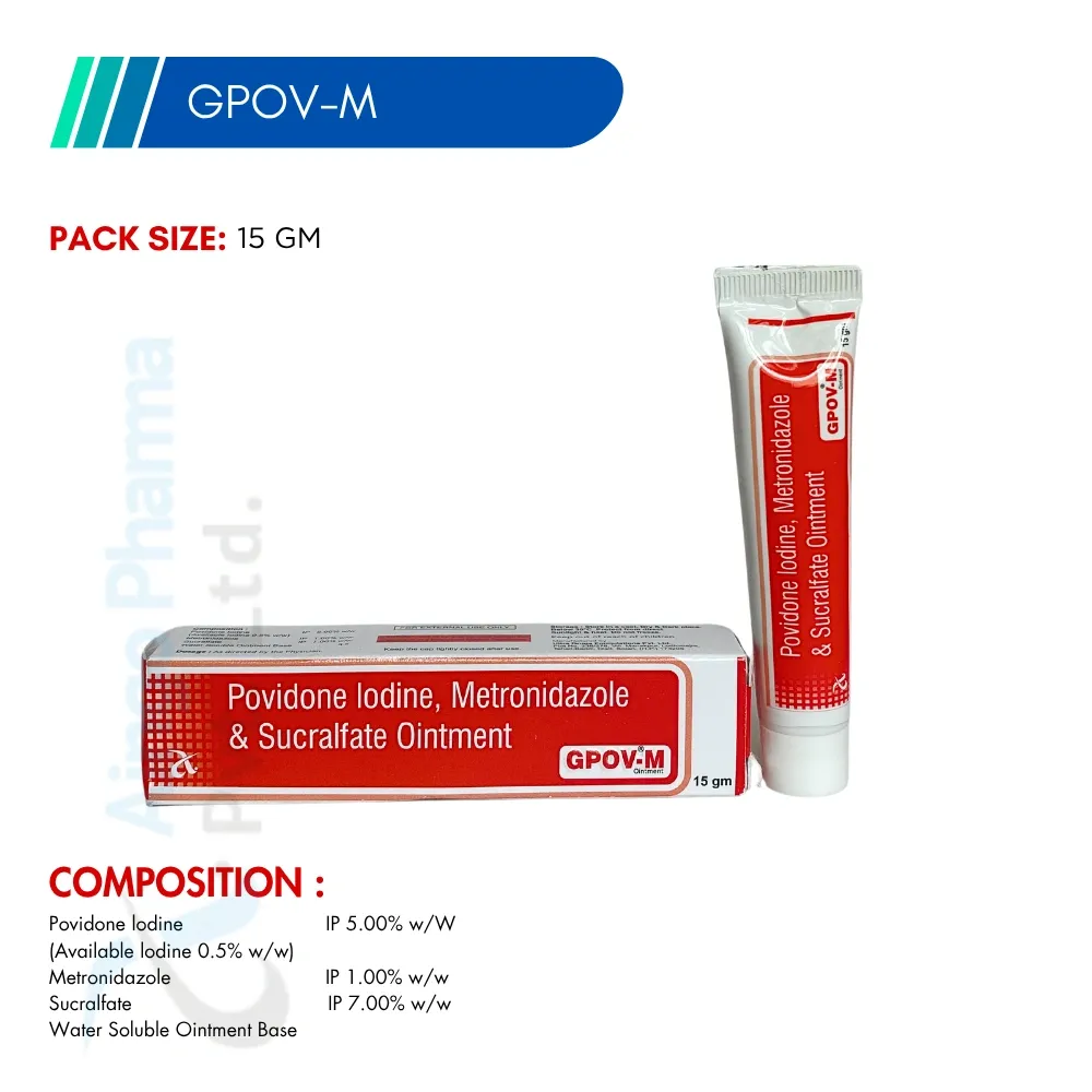 GPOV-M – Povidone Iodine 5.0% + Sucralfate 7.0% + Metronidazole 1.0% Ointment