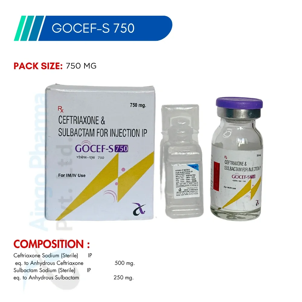 GOCEF S-750 – Ceftriaxone 500mg + Sulbactam 250mg