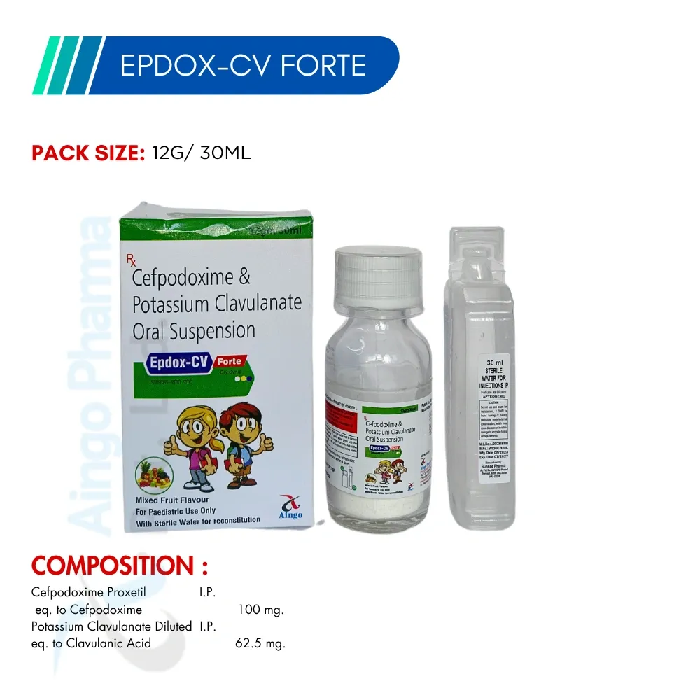 EPDOX-CV-FORTE – Cefpodoxime Proxetil 100mg + Clavulanic Acid 62.50mg Syrup