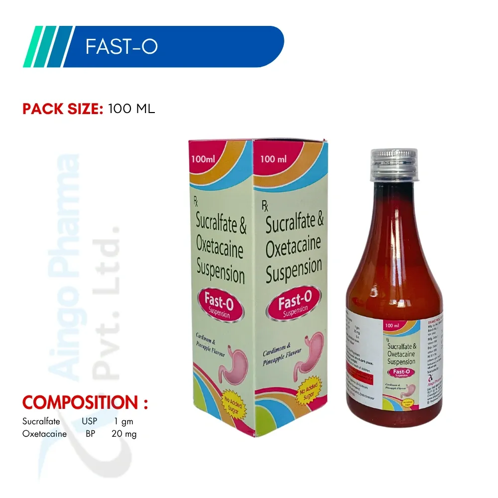 FAST-O – Sucralfate 1gm + Oxetacaine 20mg Suspension