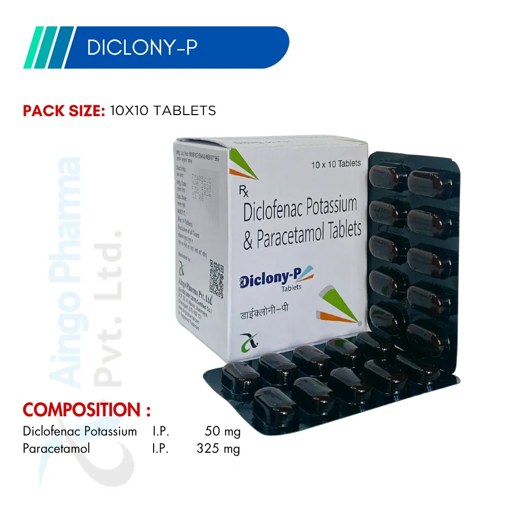 DICLONY-P – Diclofenac Potassium 50mg + Paracetamol 325mg Tablets