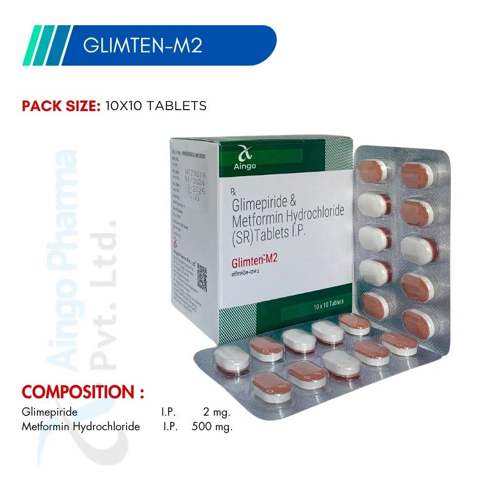 GLIMTEN-M2 – Glimepiride 2mg + Metformin Hydrochloride 500mg Tablets