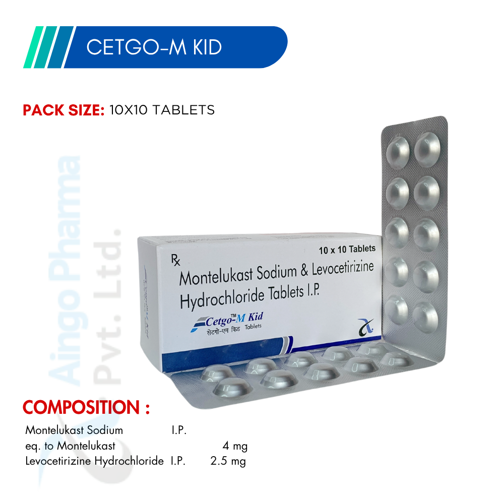 CETGO-M KID – Levocetirizine 2.5mg + Montelukast 4mg Tablets