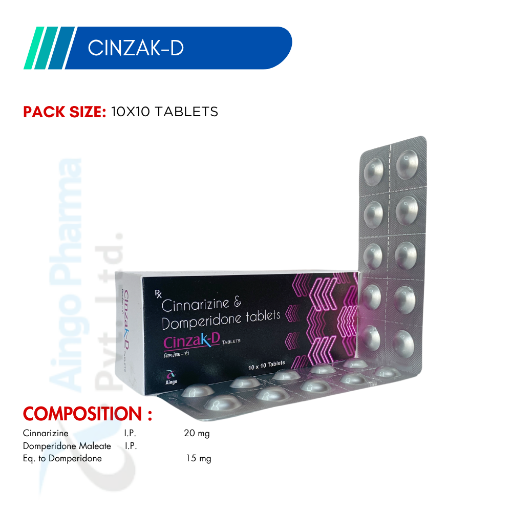 CINZAK-D – Cinnarizine 20mg + Domperidone 15mg Tablets