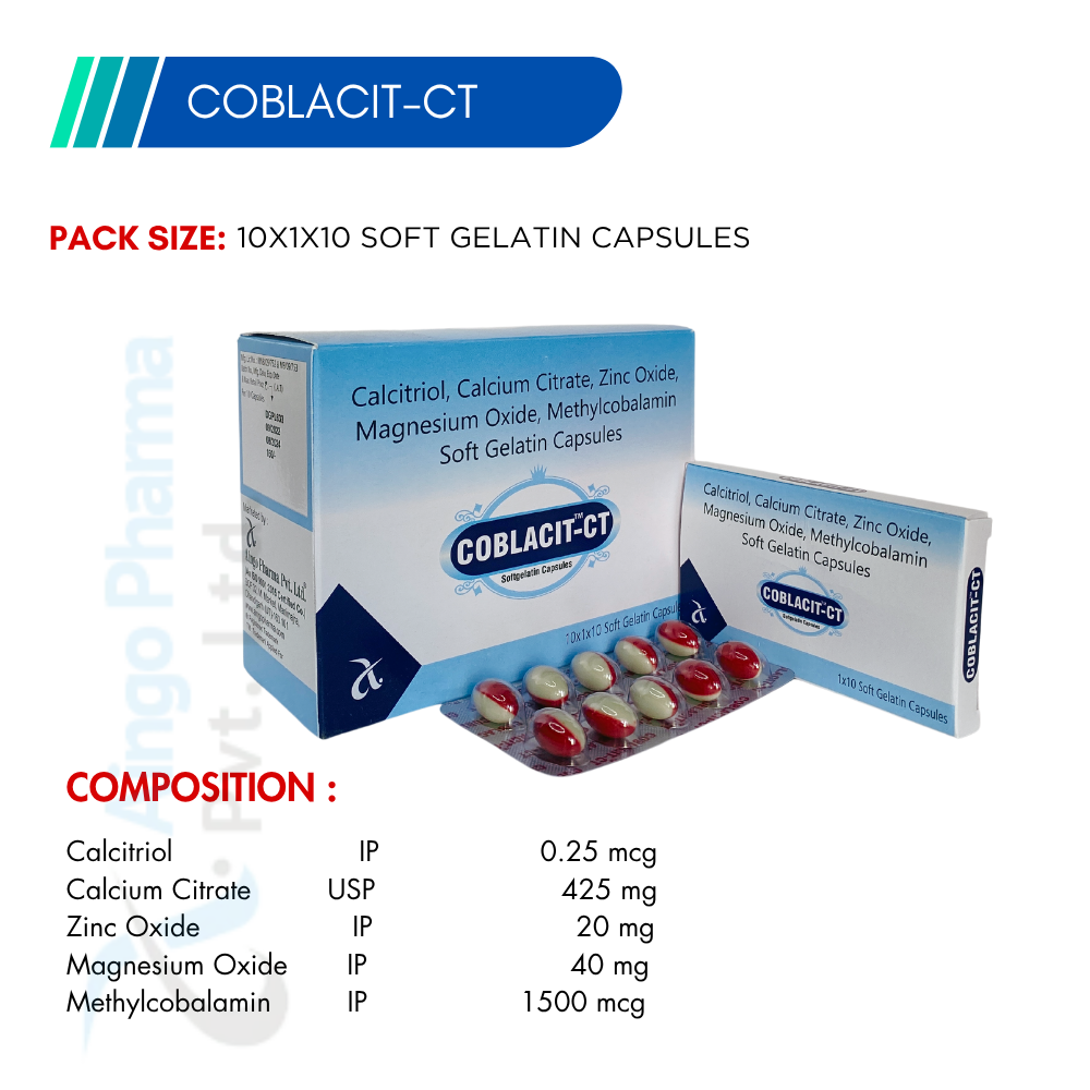 COBLACIT-CT – Calcitriol 0.25mcg + Calcium Citrate 425mg + Zinc Oxide 20mg + Magnesium Oxide 4...