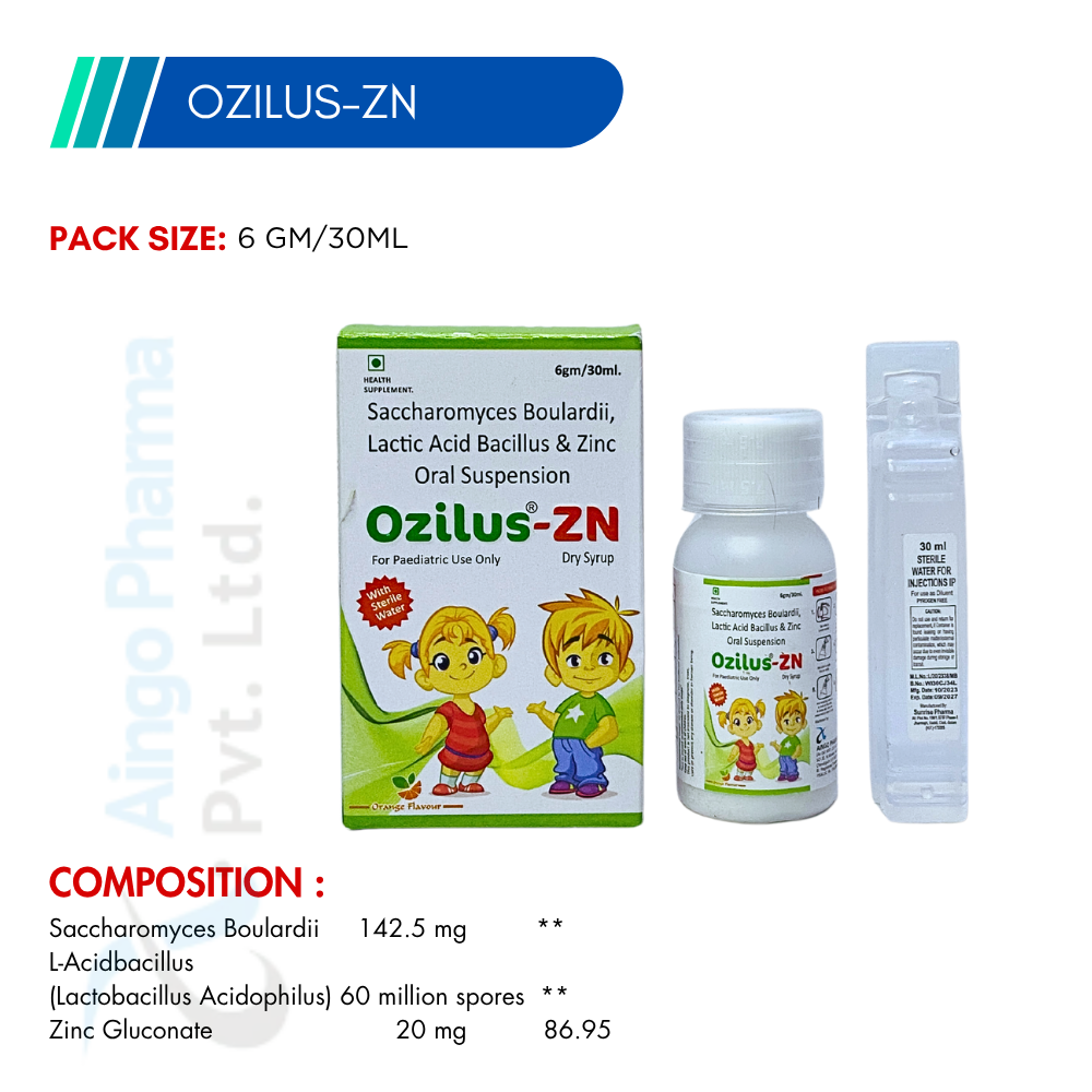 OZILUS-ZN – Saccharomyces Boulardii 142.5mg + Lactic Acid Bacillus 60 Million Spores + Zinc...