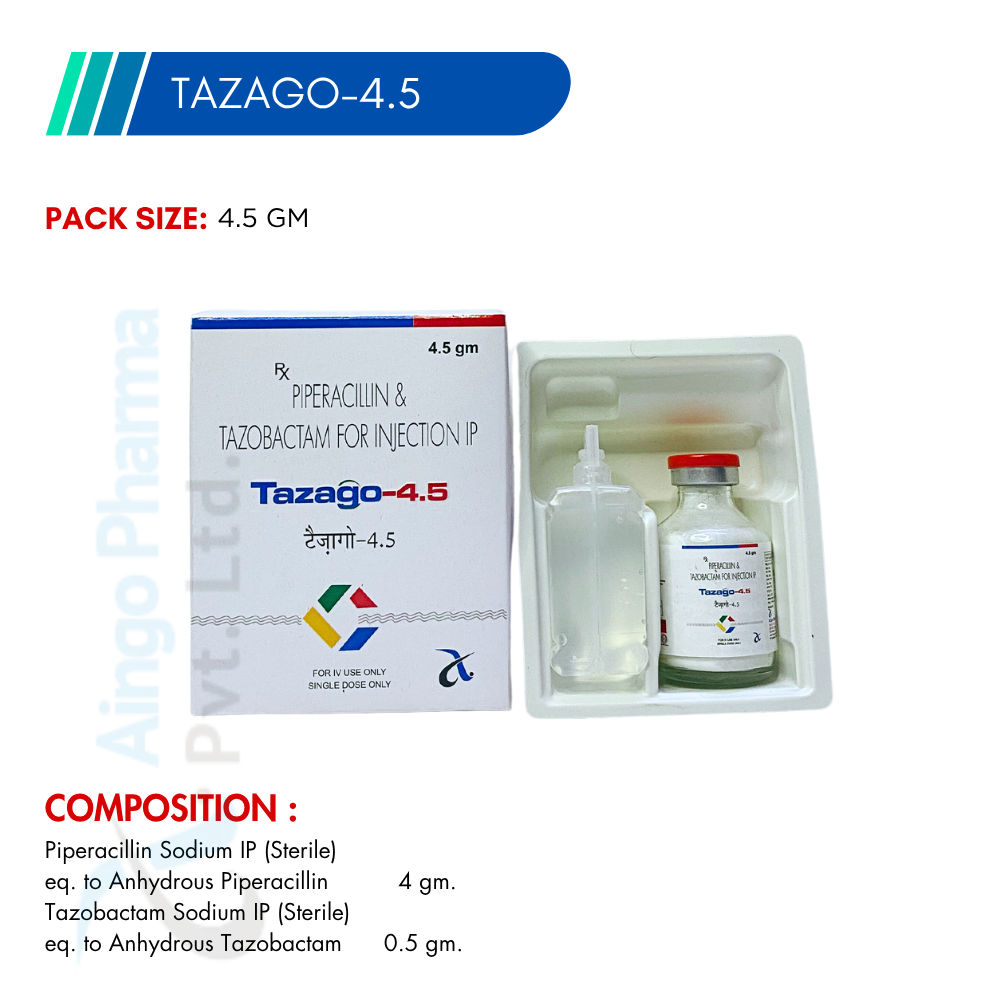 TAZAGO 4.5 – Piperacillin 4gm + Tazobactam 500mg