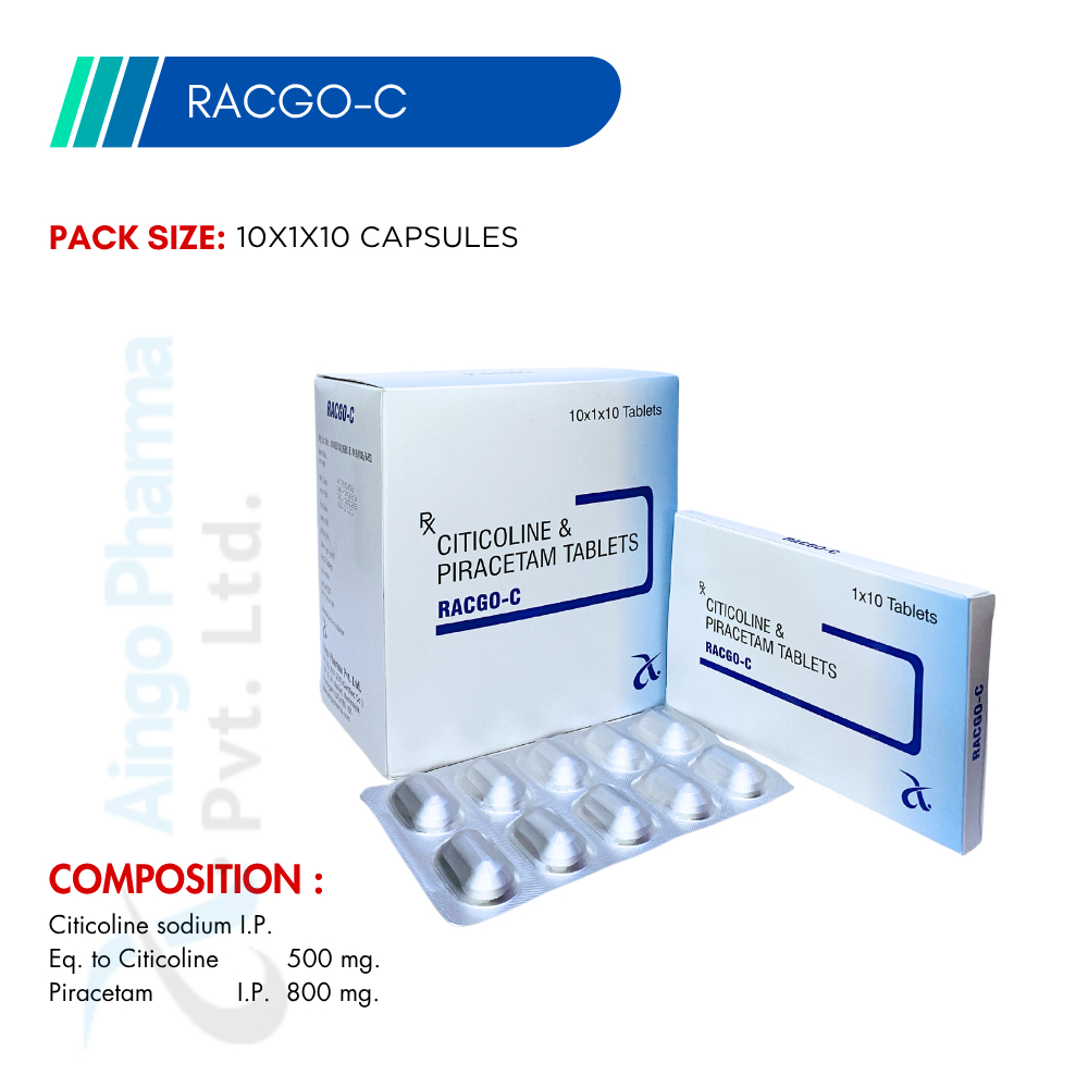 RACGO-C – Citicoline 500mg + Piracetam 800mg Tablets