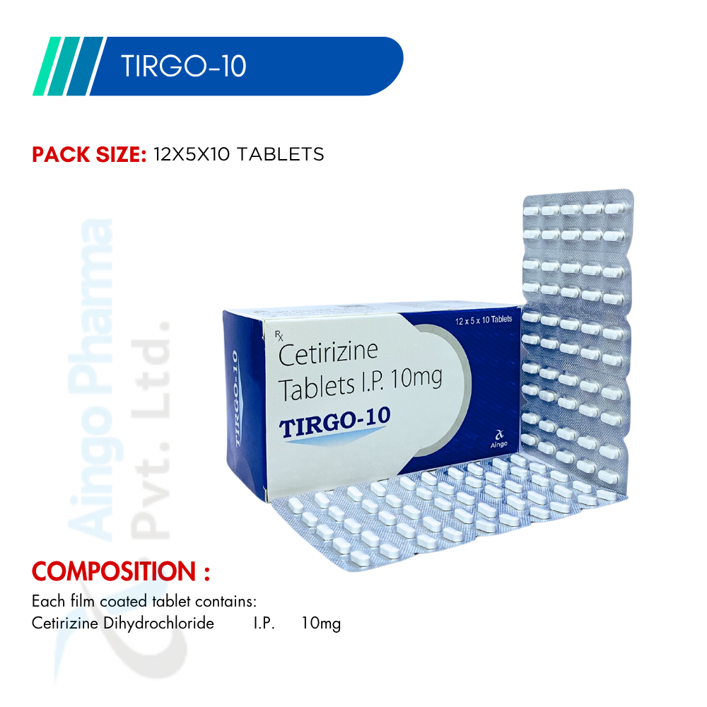 TIRGO-10 – Cetirizine 10mg Tablets