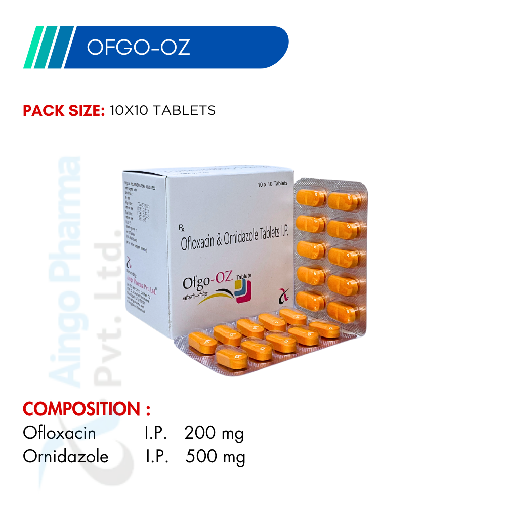 OFGO-OZ – Ofloxacin 200mg + Ornidazole 500mg Tablets