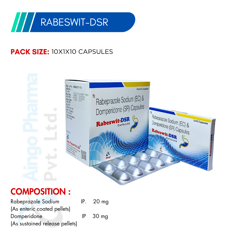 RABESWIT-DSR – Rabeprazole Sodium 20mg + Domperidone 30mg (SR) Capsules