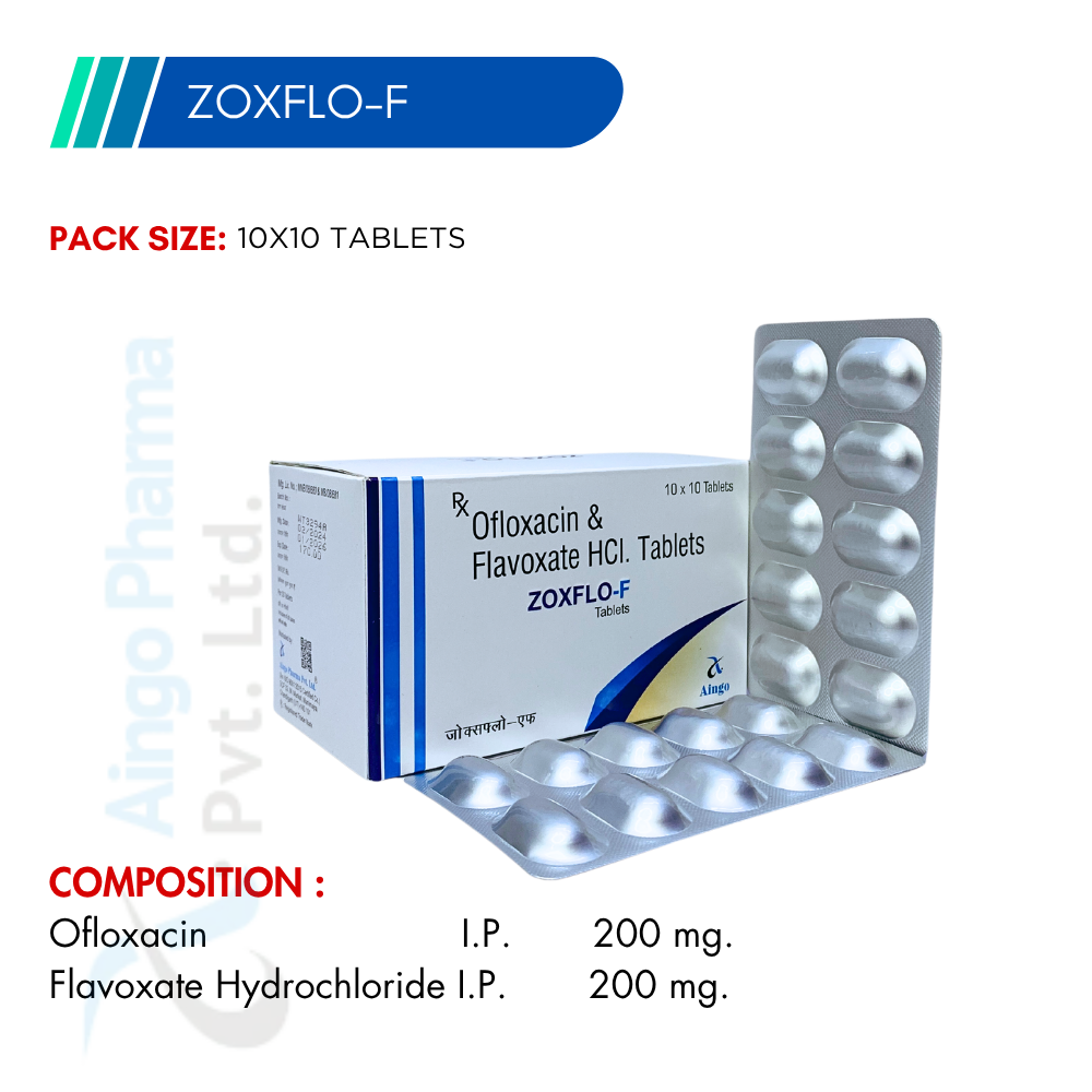 Zoxflo‑F Tablets | Ofloxacin 200 mg + Flavoxate HCl 200 mg