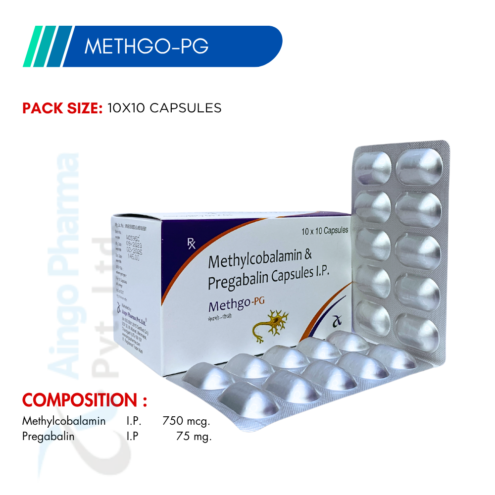 METHGO-PG – Methylcobalamin 750mcg + Pregabalin 75mg Capsules