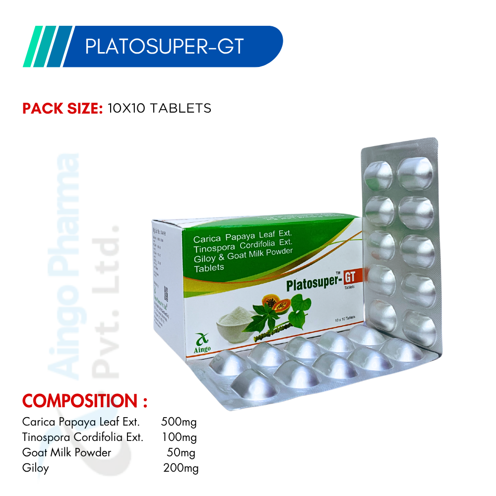 PLATO SUPER-GT – Carica Papaya Leaf Ext 500mg + Tinospora Cordifolia Ext 100mg + Goat Milk Powder...
