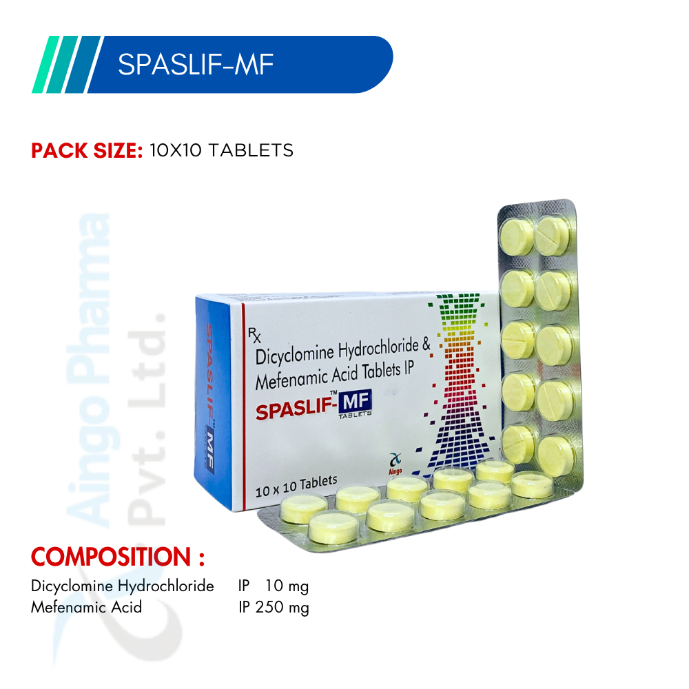 SPASLIF-MF – Dicyclomine Hydrochloride 10mg + Mefenamic Acid 250mg Tablets