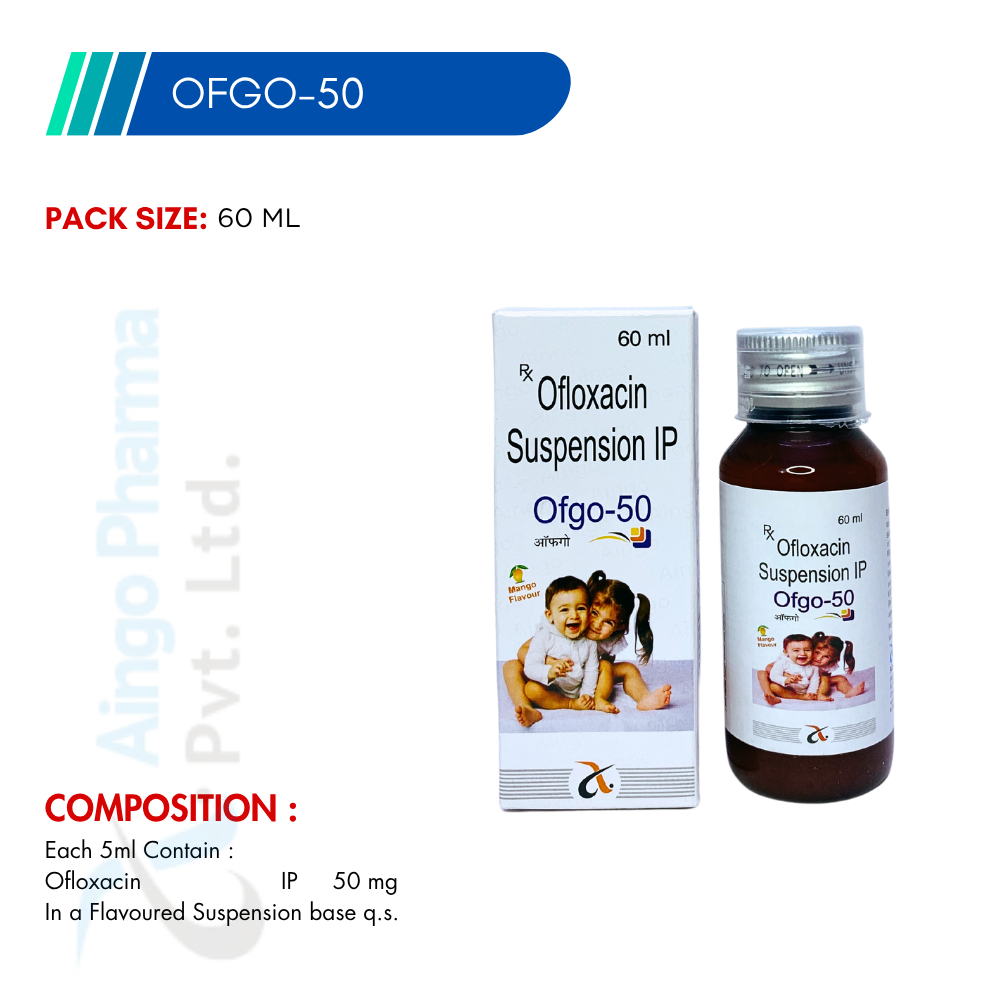 OFGO-50 – Ofloxacin 50mg Delicious Mango Flavour Suspension