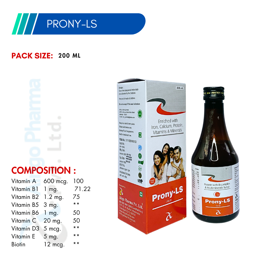PRONY-LS – Enriched with Iron + Calcium + Protein + Vitamins + Minerals Syrup