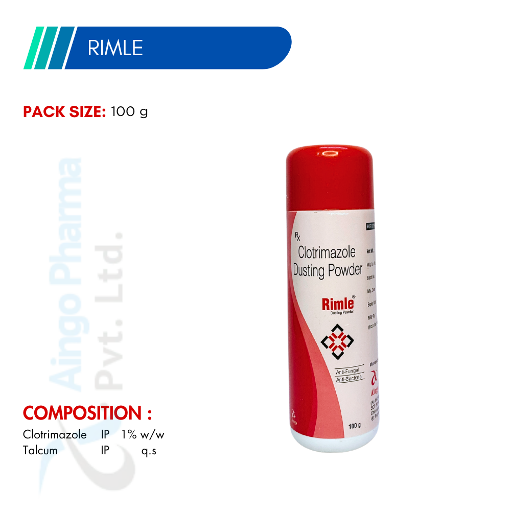 Rimle Clotrimazole Dusting Powder | 100g Anti-Fungal Treatment