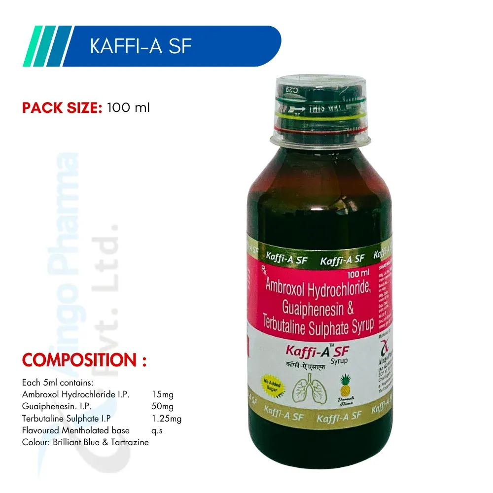 KAFFI-A (SUGAR FREE) – Ambroxol 15mg + Terbutaline 1.25mg + Guaiphenesin 50mg Syrup