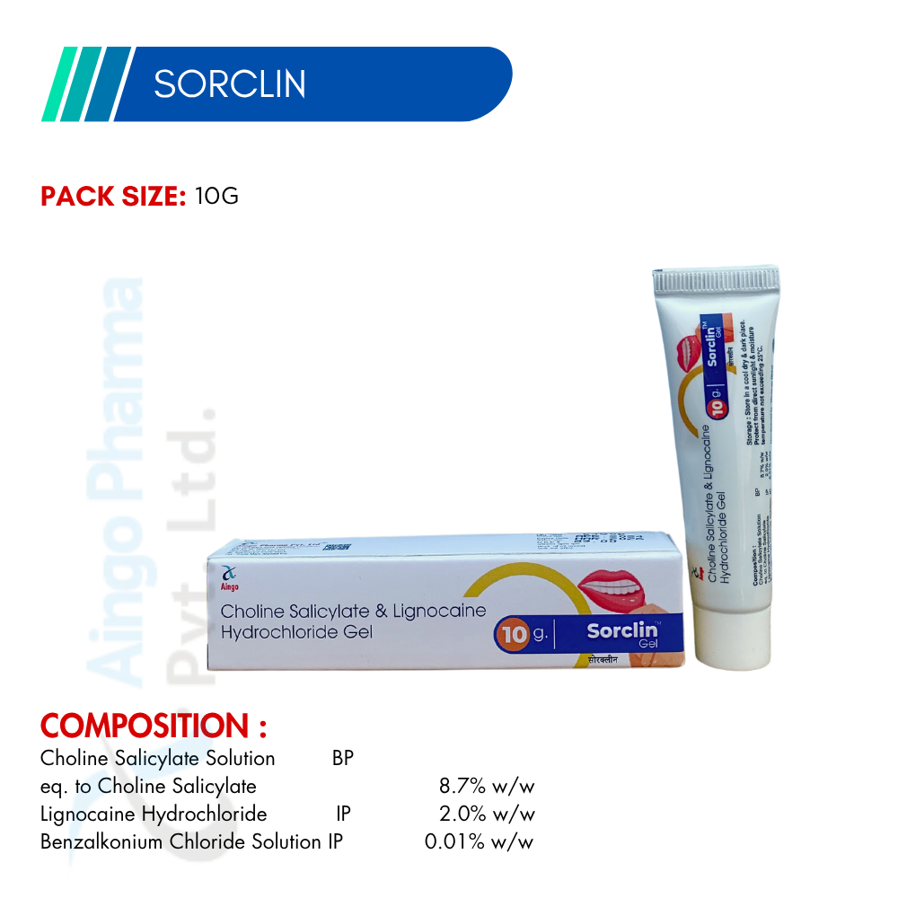 SORCLIN – Choline Salicylate 8.7% w/w + Lignocaine Hydrochloride 2.0% w/w + Benzalkonium C...