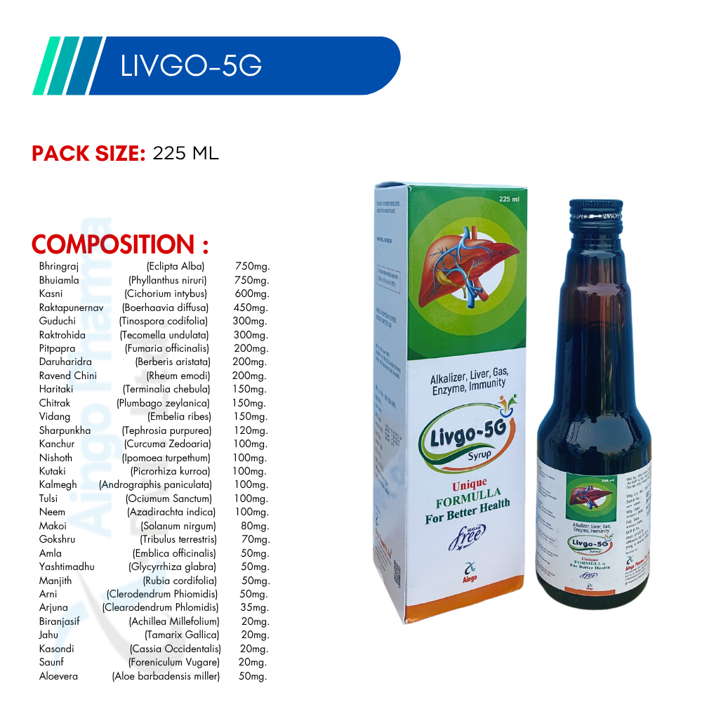 LIVGO-5G – Alkaliser + Liver + DS + Gas + Enzyme + Immunity Syrup