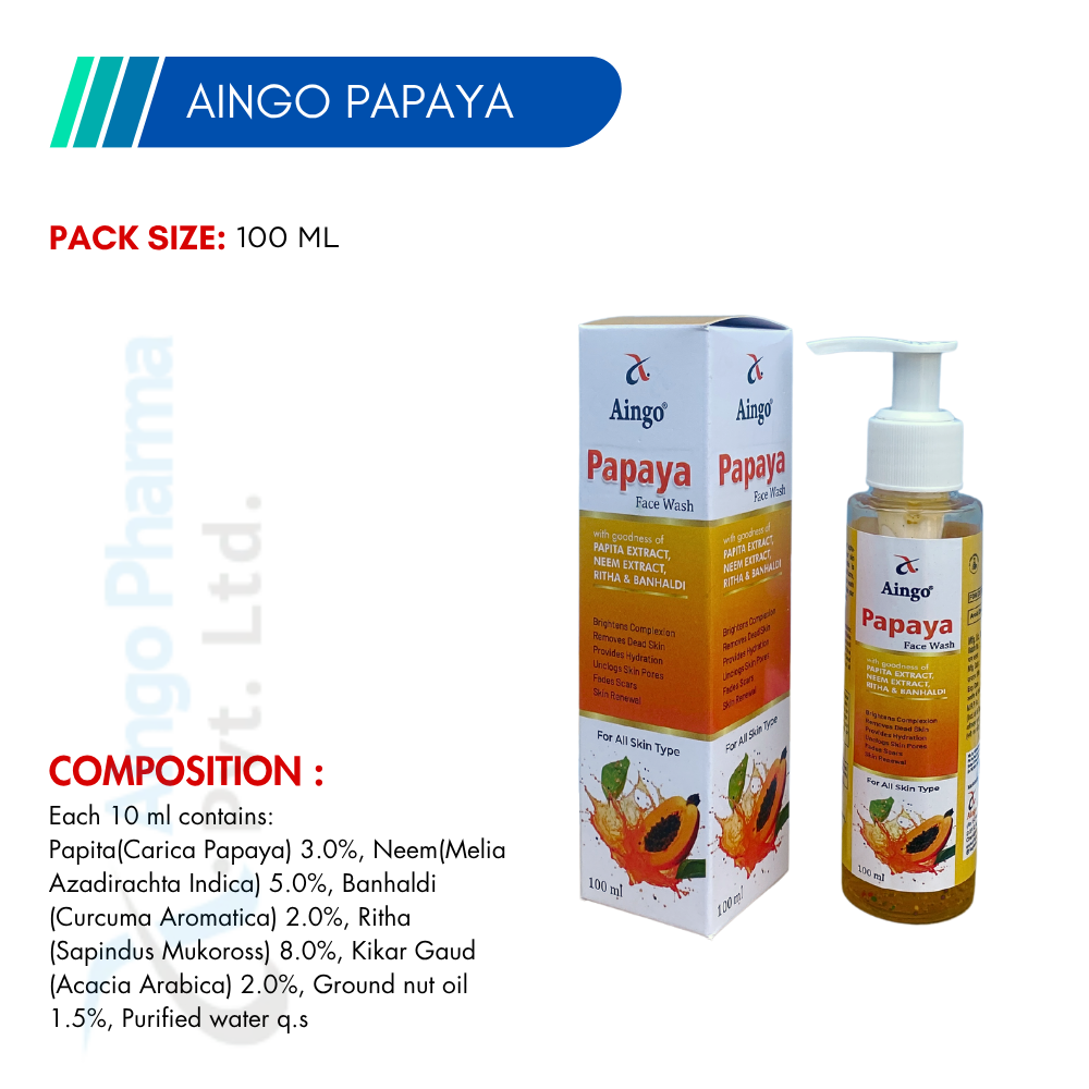 Aingo Papaya Face Wash – Natural Cleanser for All Skin Types | 100ml