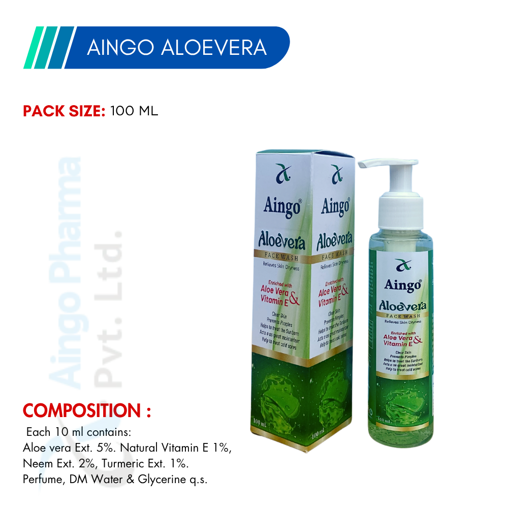 Aingo Aloe Vera Face Wash – Aloe Vera, Vitamin E, Neem, Turmeric