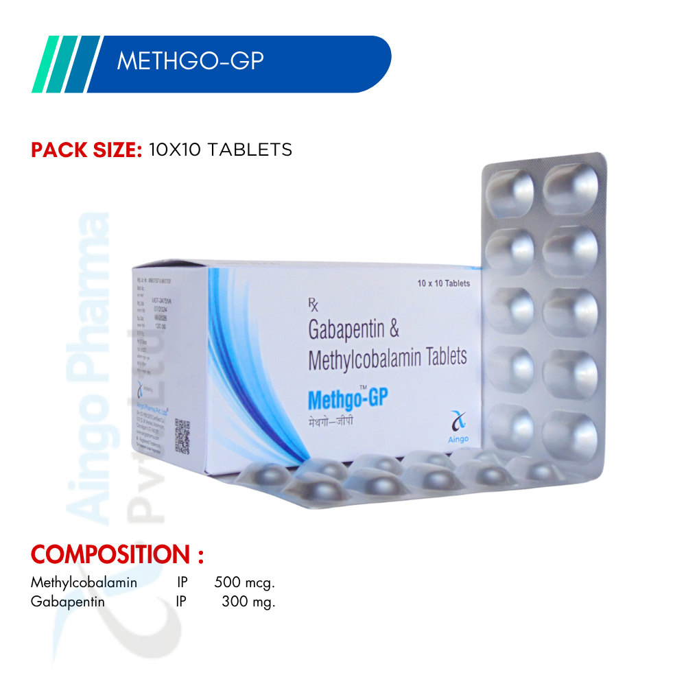 METHGO-GP – Methylcobalamin 500mcg + Gabapentin 300mg Tablets