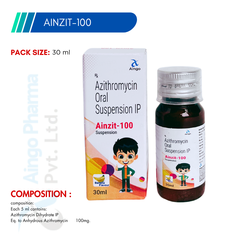 AINZIT-100 – Azithromycin 100mg Syrup