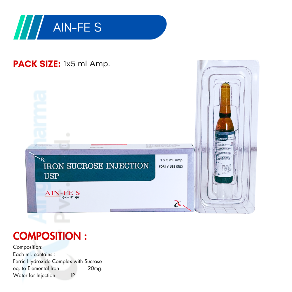 AIN-FE-S – Iron Sucrose 5ml (20mg/ ml)