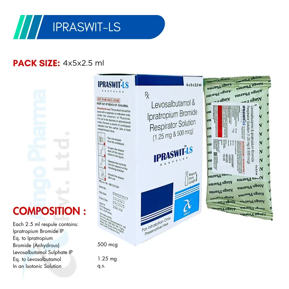 IPRASWIT-LS – Levosalbutamol 1.25mg + Ipratropium Bromide 500mcg Respules