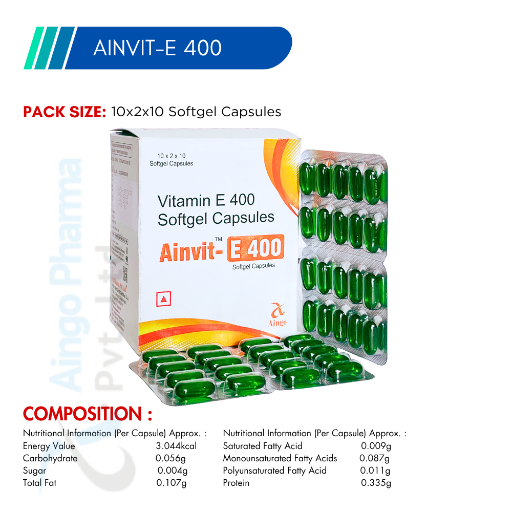 Ainvit-E 400 – Vitamin E 400 Softgel Capsules