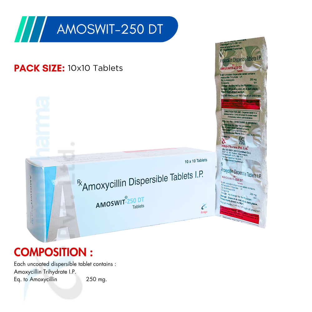 AMOSWIT-250 DT – Amoxycillin 250mg Dispersible Tablets