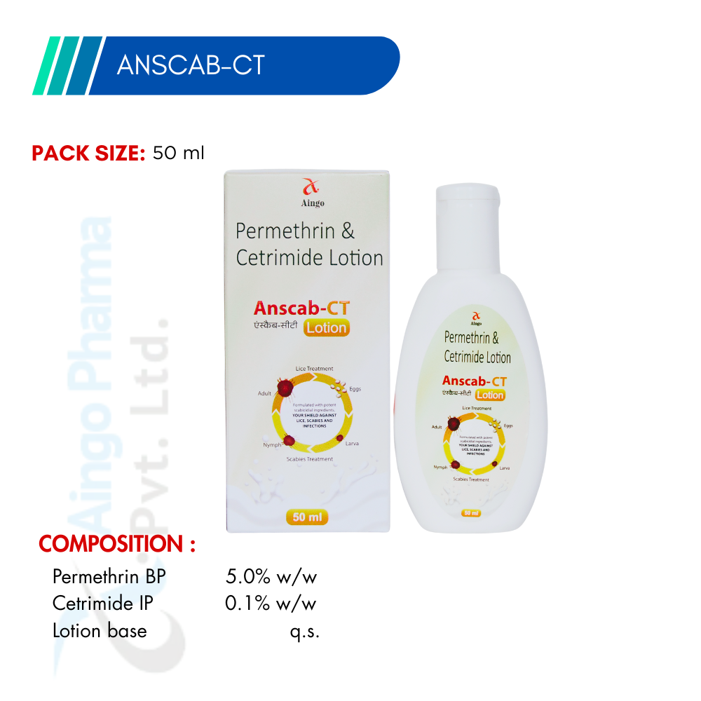 ANSCAB-CT – Permethrin 5% w/v + Cetrimide 0.01 w/v Lotion