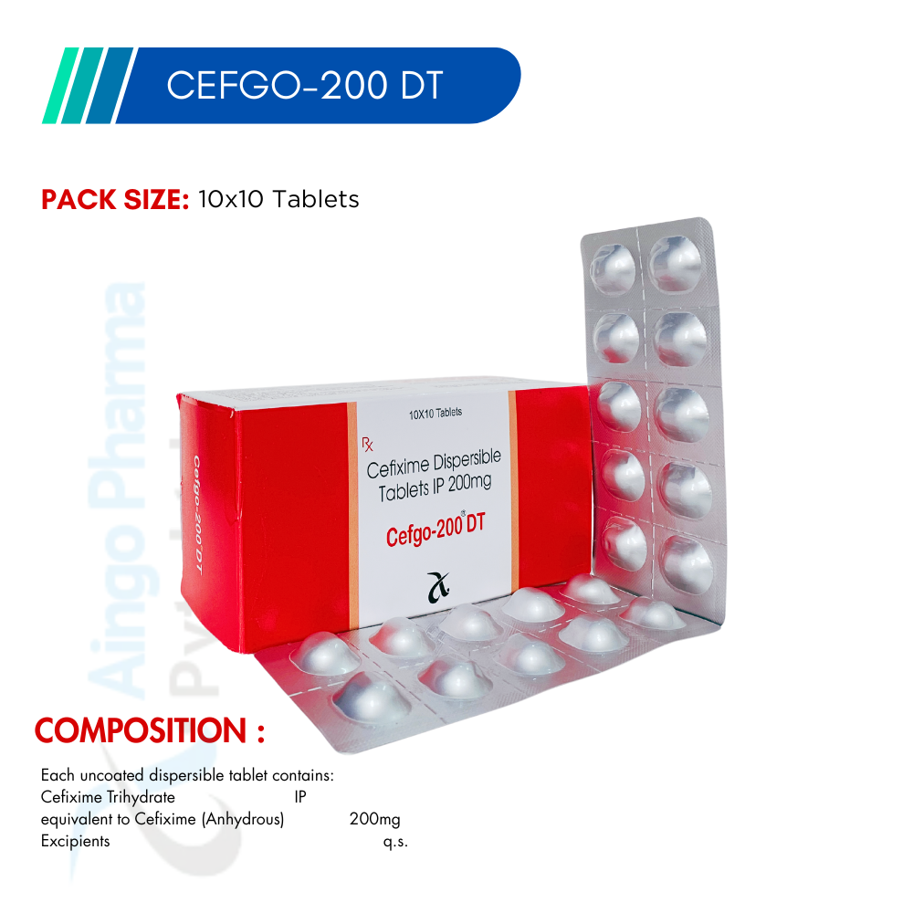 CEFGO-200 DT – Cefixime 200mg Dispersible Tablets