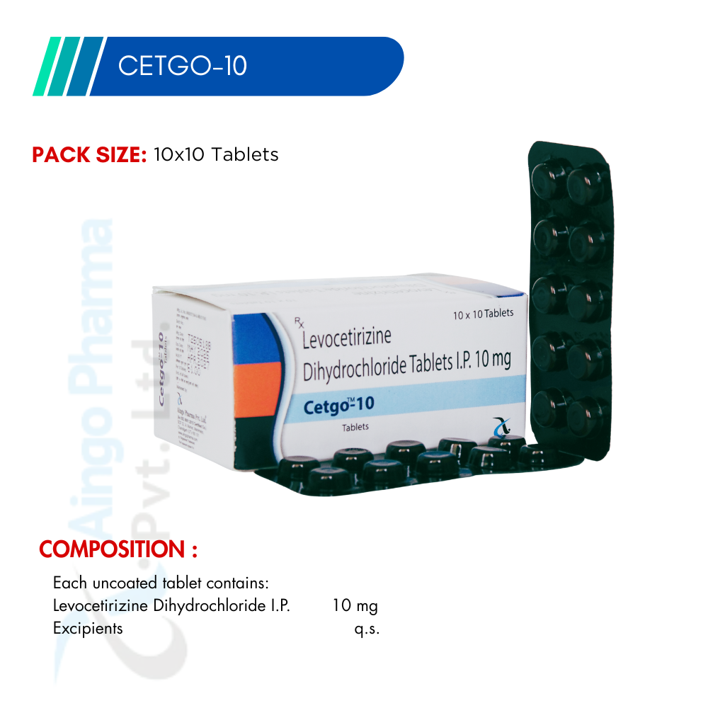 CETGO-10 – Levocetirizine 10mg Tablets