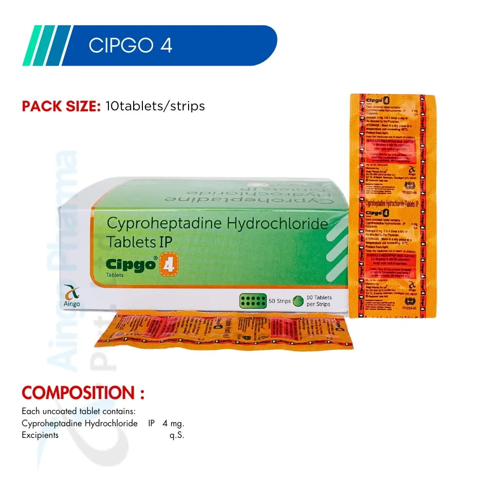 CIPGO-4 – Cyproheptadine Hydrochloride 4mg Tablets